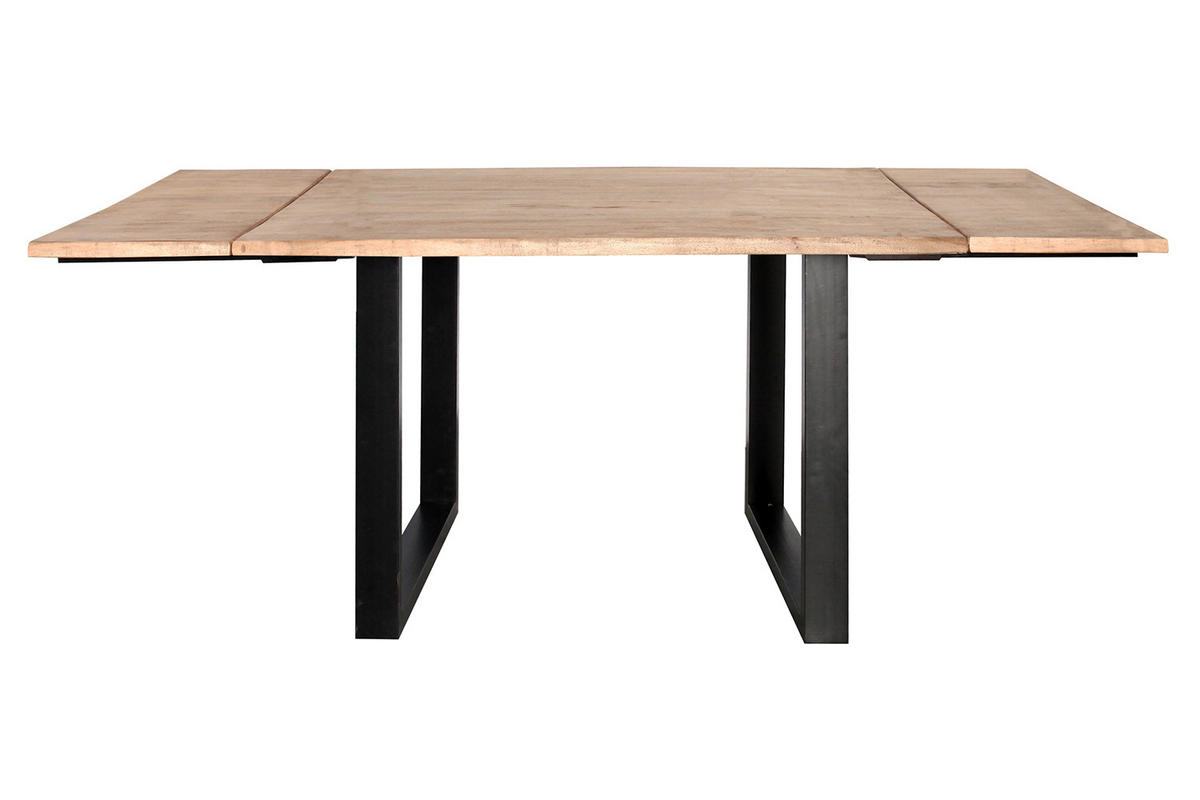ESSTISCH LORE Holz Akazie - Schwarz/Naturfarben, Holz/Metall (140/90/77cm) - KAWOLA