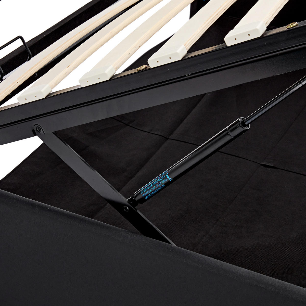 POLSTERBETT aus Kunstleder 140x200 cm in Schwarz mit LED & USB-Ladestation - Schwarz, Leder (140/200cm) - Modfu