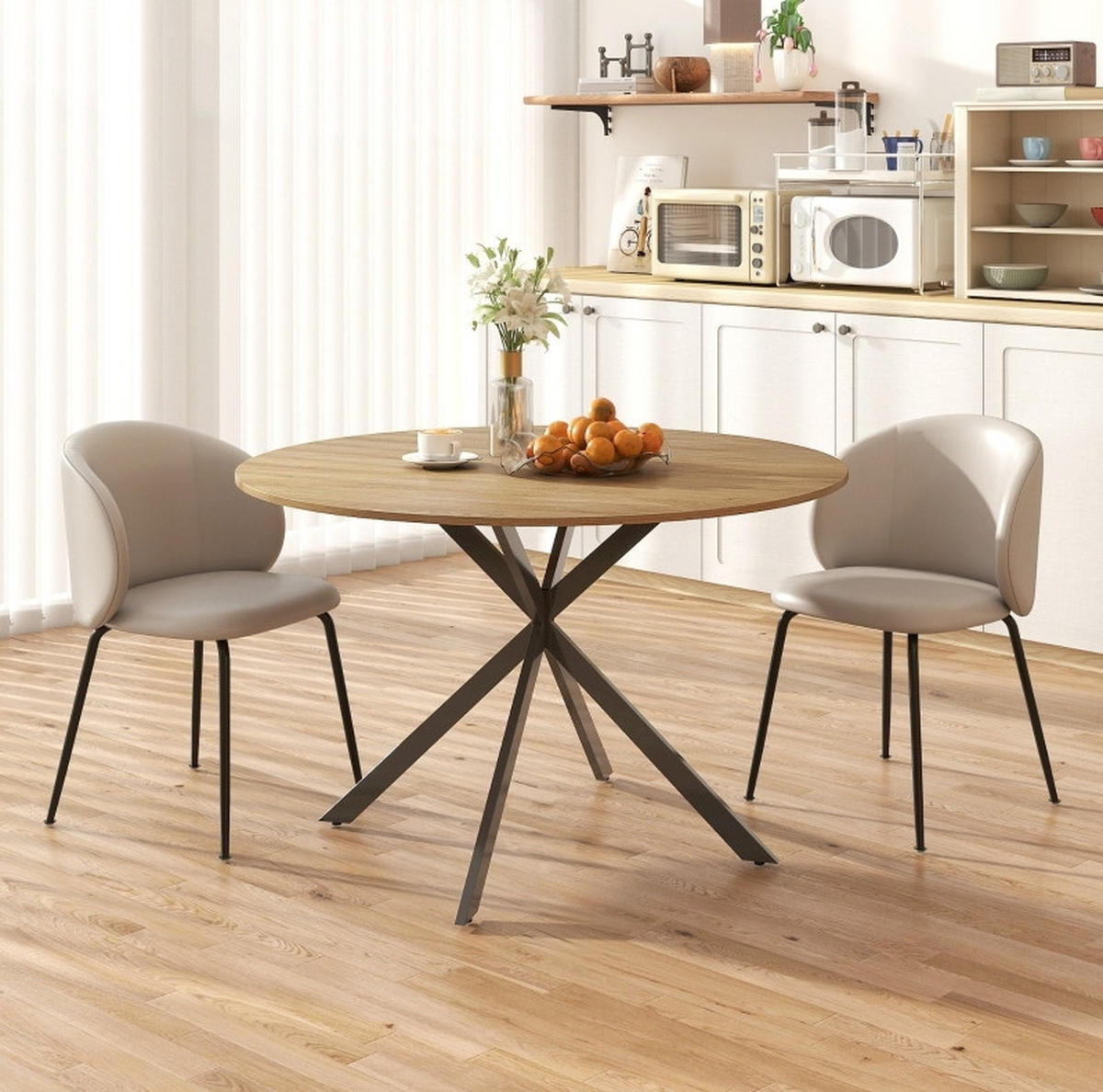 ESSTISCH 120 cm in Eicheoptik mit Stahlbeinen im Industriestil - Eichefarben, Holz (120/120/75cm) - Flora Grace