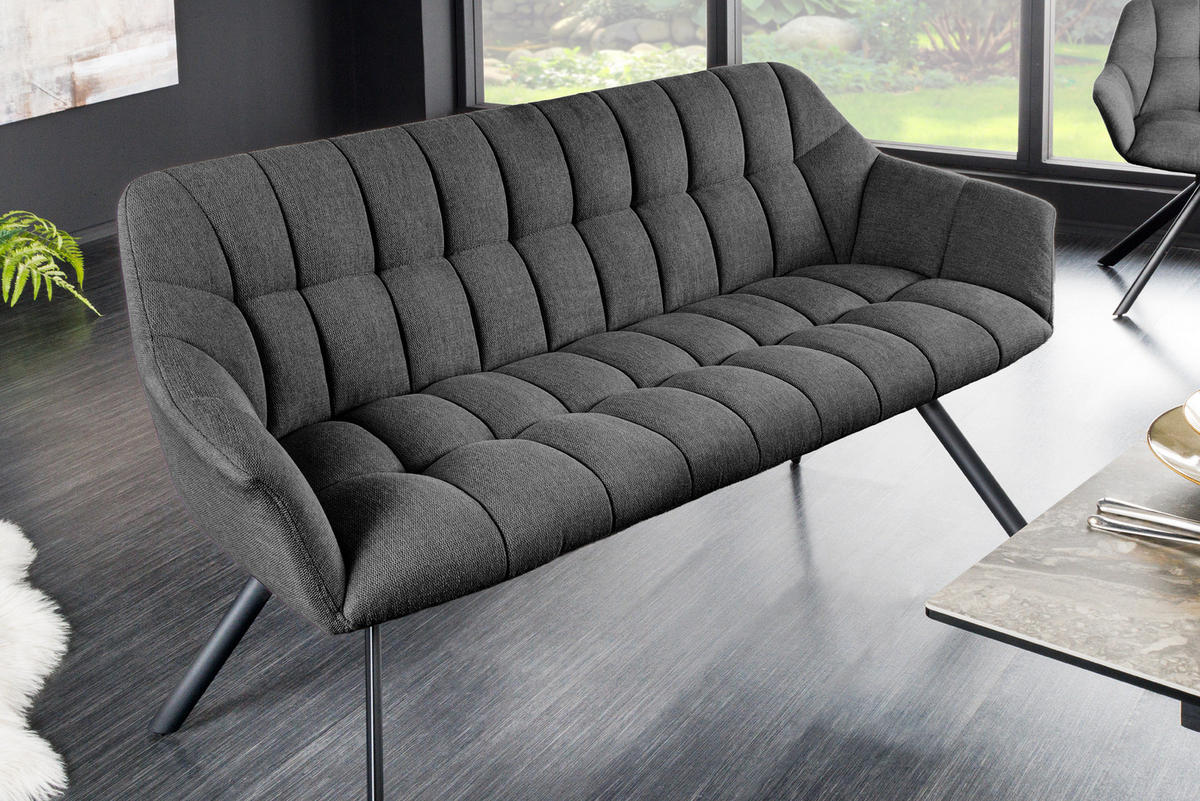 SITZBANK PAPILLON Flachgewebe Metall Anthrazit 165 cm - Schwarz/Grau, Textil/Metall (165/85/65cm) - riess-ambiente
