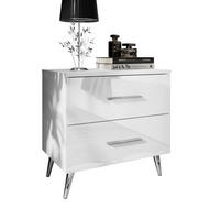 NACHTTISCH AURA mit Griffen, Chrombeinen - Weiß, Holzwerkstoff (55/55/37cm) - Lookway