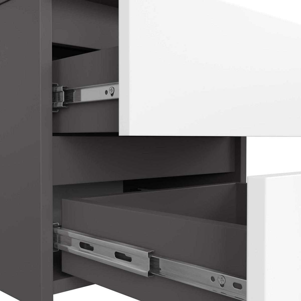 NACHTSCHRANK CL2, Grau-Weiß, 40x35x40 cm - Weiß/Grau, Holz (40/40/35cm) - Milordbikes