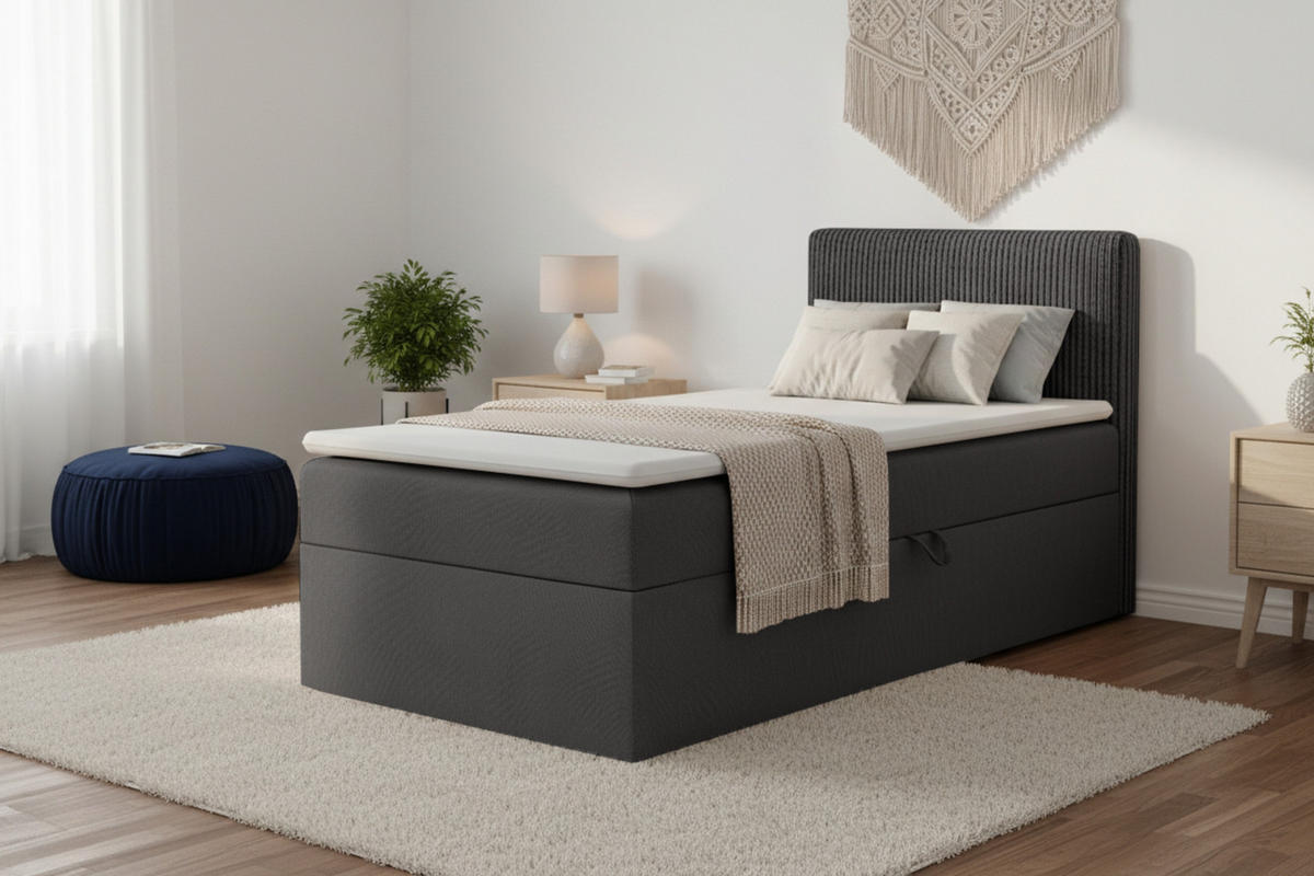 BOXBETT DON 100/200 Anthrazit H4 Öffnung rechts - Anthrazit, Holz/Holzwerkstoff (100/200cm) - Deine Möbel 24