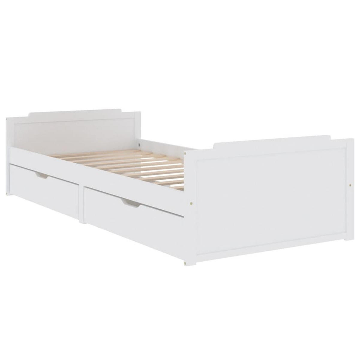 MASSIVHOLZBETT Mit Schubladen Weiss Kiefer 90/200 Cm - Weiß, Textil (90/200cm) - vidaXL
