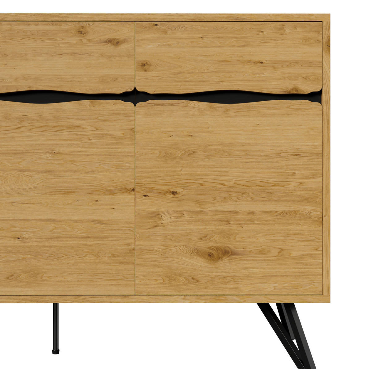 SIDEBOARD aus Spanplatte in Holzoptik mit 3 Türen und Metallbeinen, 140/40/75,5 cm,Naturfarben - Naturfarben, Holzwerkstoff (40/75.5/140cm) - Redom