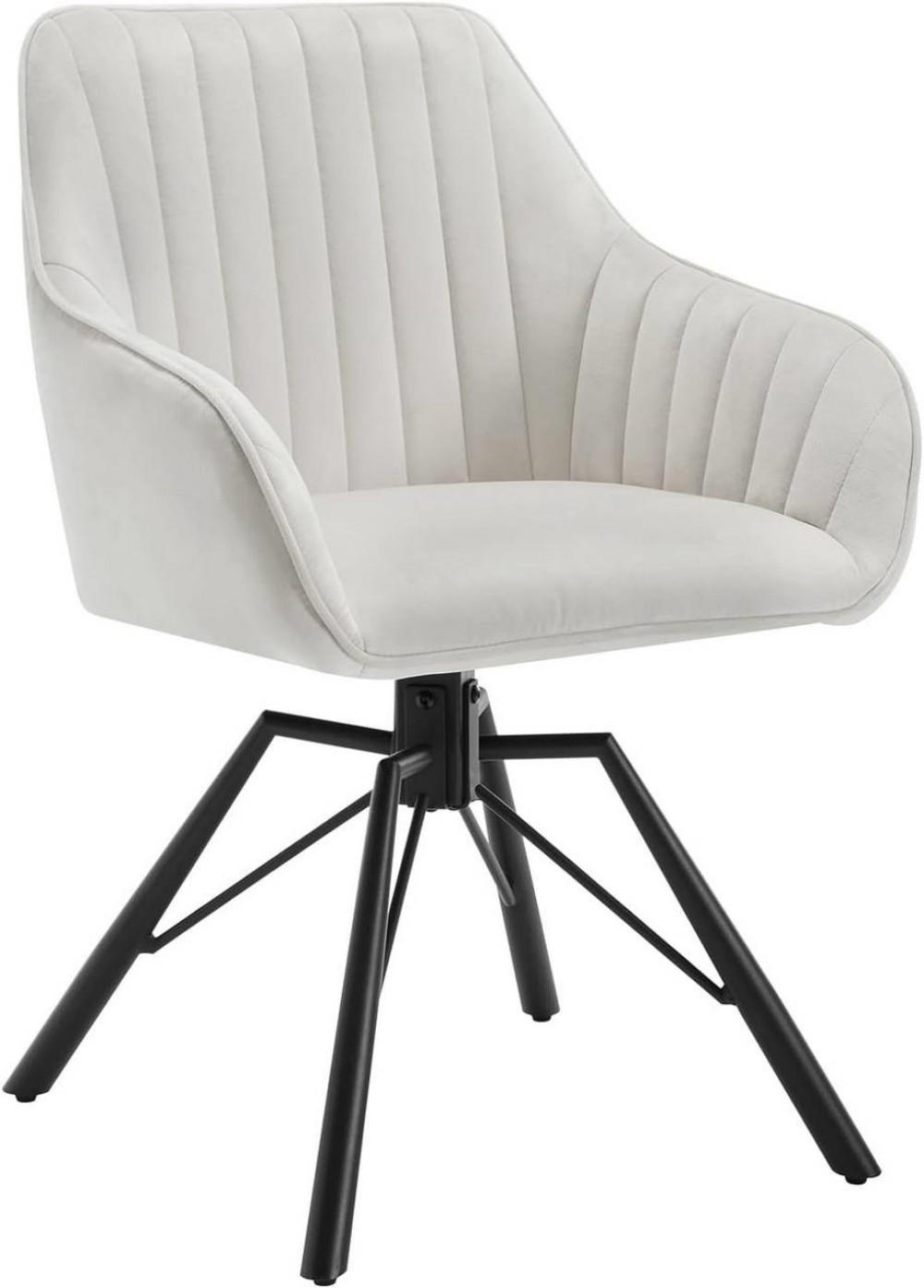 ESSZIMMERSTUHL drehbar, Samt Sessel, Creme - Creme/Schwarz, Textil/Metall (57/83.5/53cm) - Woltu