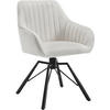 ESSZIMMERSTUHL drehbar, Samt Sessel, Creme - Creme/Schwarz, Textil/Metall (57/83.5/53cm) - Woltu
