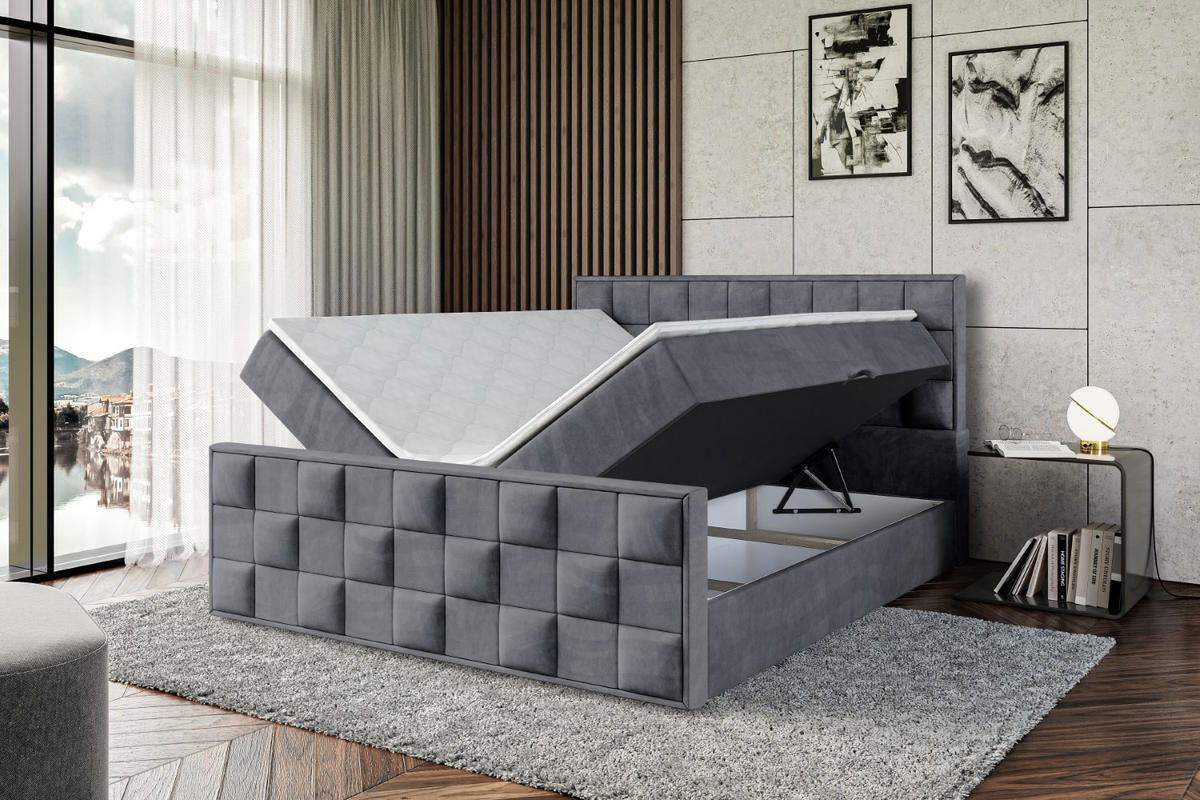 BOXBETT ZAFIRA - 120x200 - H3 - Dunkelgrau - Dunkelgrau, Holzwerkstoff (120/200cm) - ALTDECOR