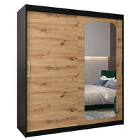 SCHWEBETÜRENSCHRANK 200/180/62 2-türig - Silberfarben/Schwarz, Holz/Kunststoff (180/200/62cm) - Abiks Möbel