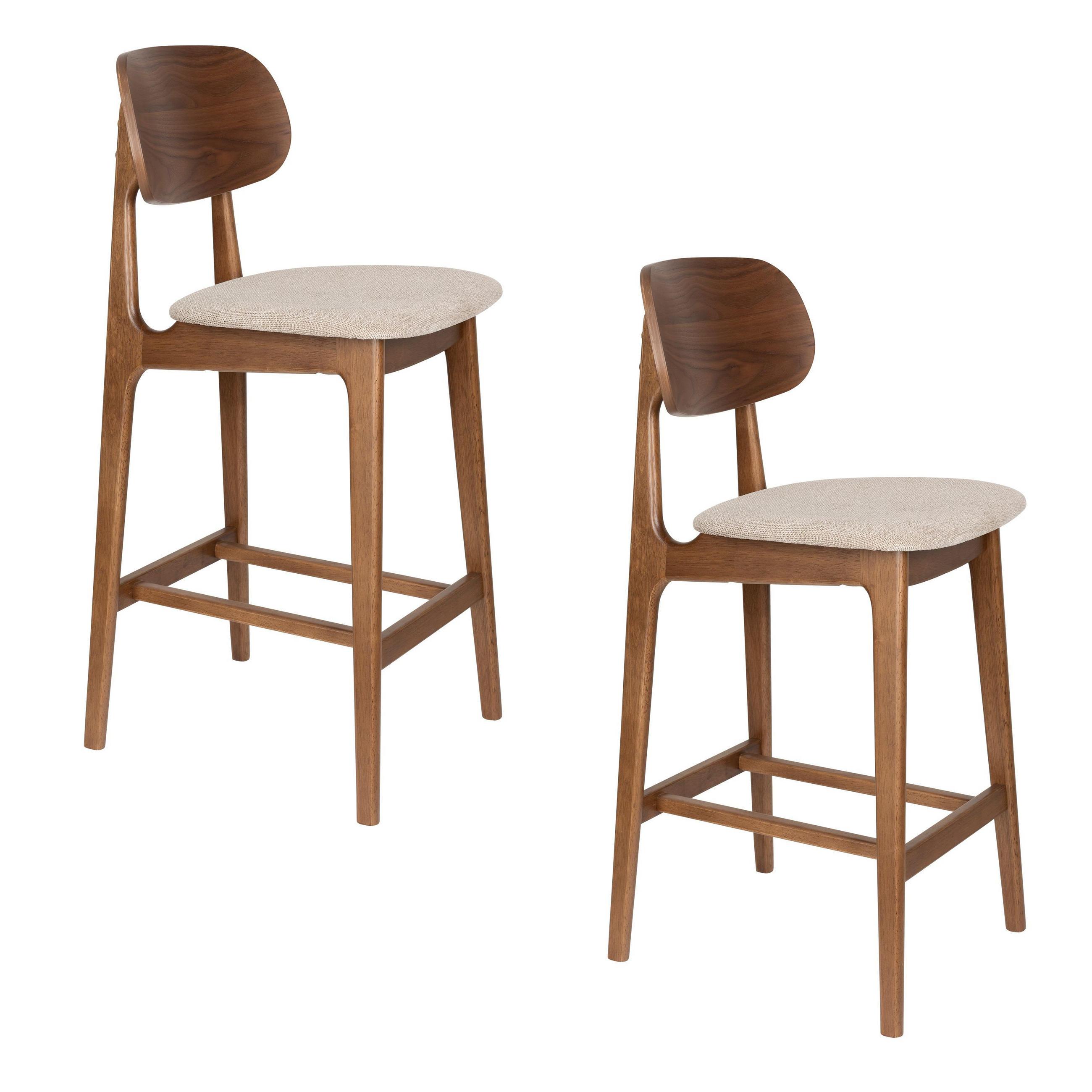 BARHOCKER Marais Rückenlehne 68,5 cm Walnussfarbe - 2 er Set - Braun, Kunststoff (44.5/104/55.5cm) - Dutchbone