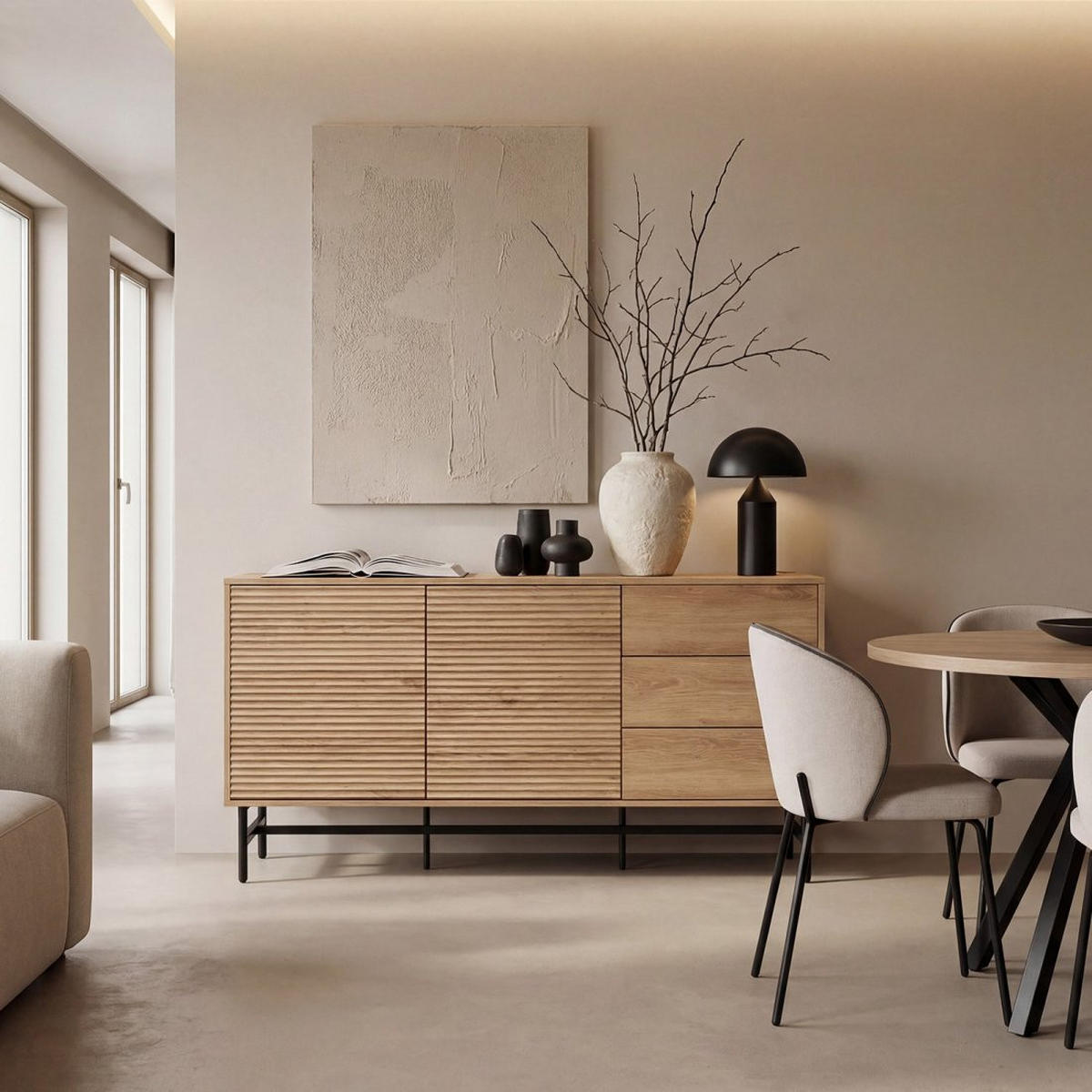 ANRICHTE NIEDRIGE Land Natürlich 150 cm x 78 cm - Naturfarben, Holzwerkstoff (150/78/40cm) - Klast Home