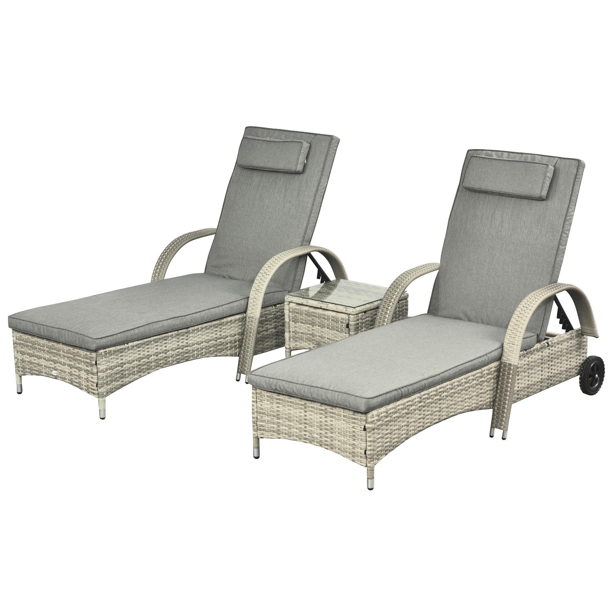 GARTENMÖBEL, Polyrattan+Metall Grau - Grau, Kunststoff - Outsunny