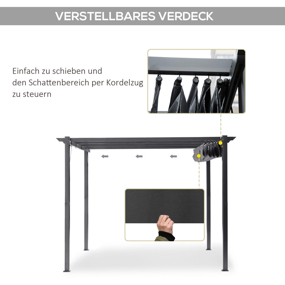 PAVILLON Alu Kohlegrau+Dunkelgrau - Dunkelgrau, Kunststoff/Metall (300/223/300cm) - Outsunny