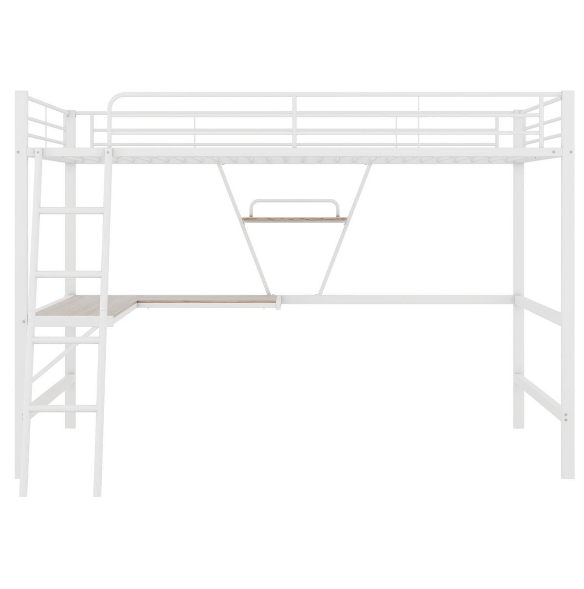 HOCHBETT 90/200 cm aus Metall mit Schreibtisch und Regal in Weiß - Weiß, Metall (90/200cm) - Flora Grace