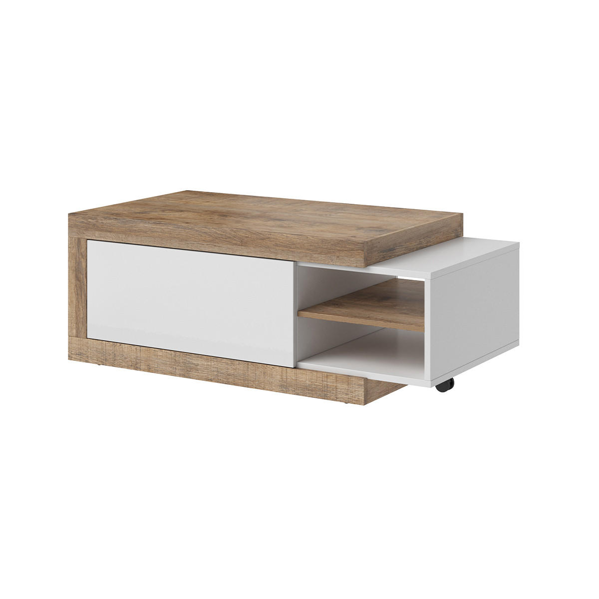 COUCHTISCH Azior Weiß und Holz - Weiß, Holzwerkstoff (60/60/43.5cm) - Petits-meubles