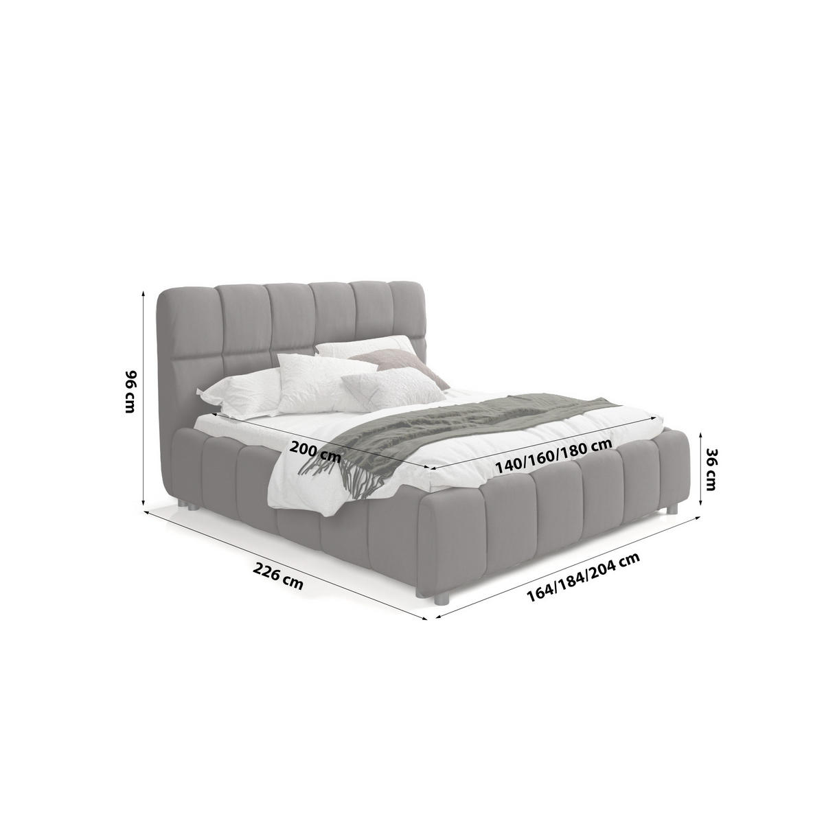 POLSTERBETT Egeris 160x200 cm, Dunkelgrau - Dunkelgrau, Textil (160/200cm) - Fedve
