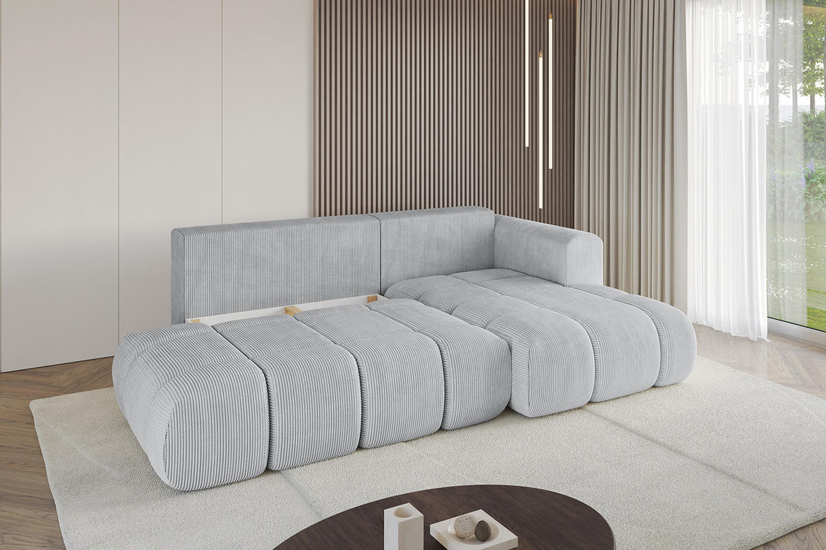 ECKSOFA Ottomane Rechts CLOUD-L 289x180x40 Grau Cord - Grau, Holzwerkstoff/Kunststoff (289/180cm) - ALTDECOR
