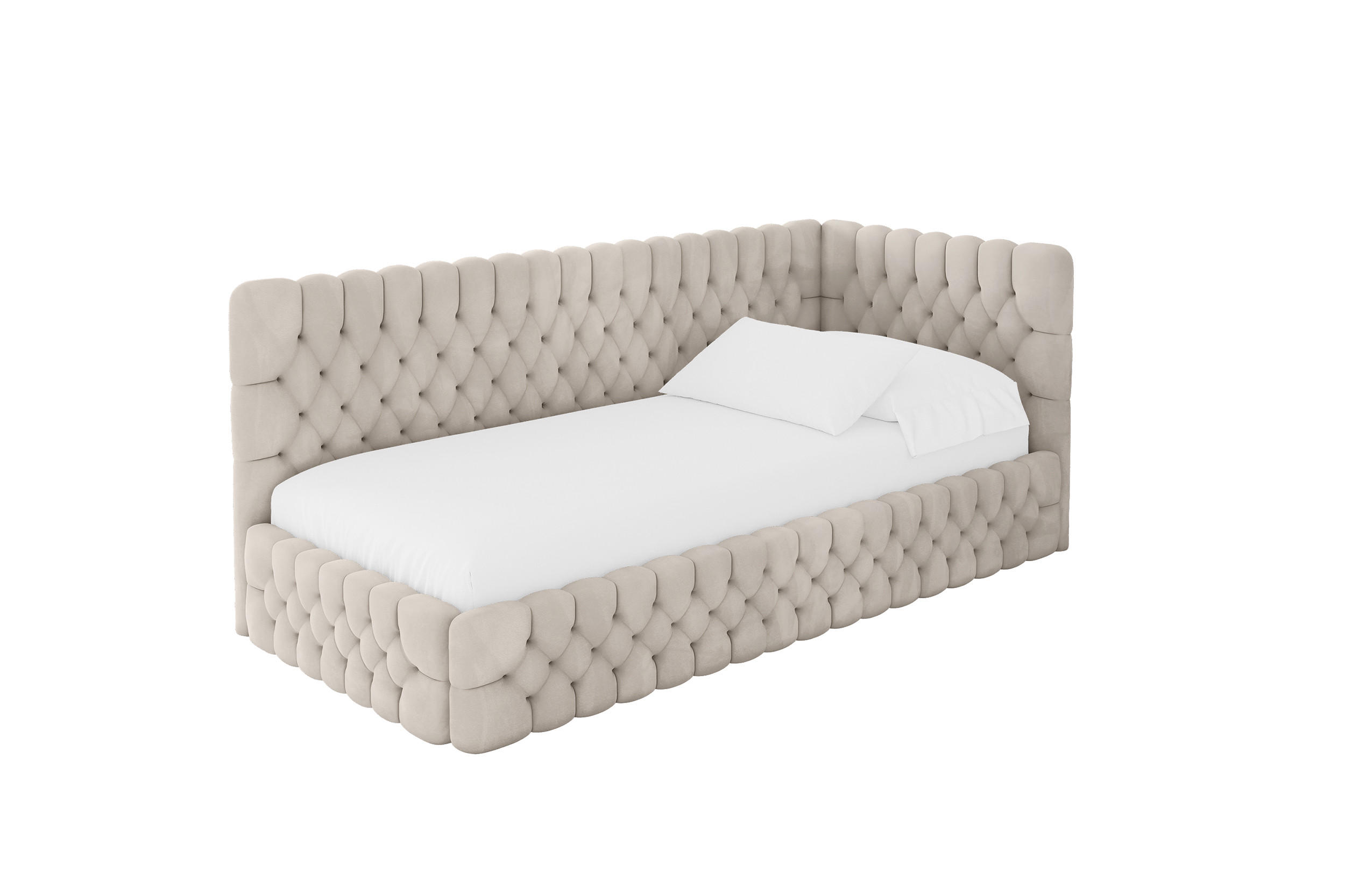 ALTDECOR JEDNOLŮŽKOVÁ POSTEL pro mládež s úložným prostorem a matrací H3/H4, vlevo - MULY 100x200 béžová