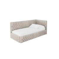EINZELLBETT Jugendbett mit Bettkasten und Matratze H3/H4, Links - MULY 80x200 Beige - Ecru, Holzwerkstoff/Textil (80/200cm) - ALTDECOR
