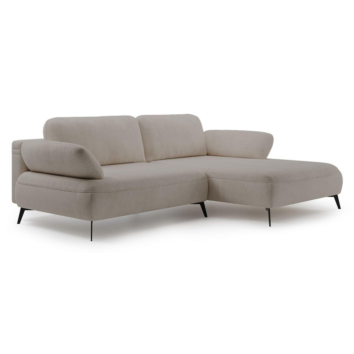 ECKSOFA Avolla Beige rechts - Beige/Schwarz, Textil/Metall (186/284cm) - Selsey