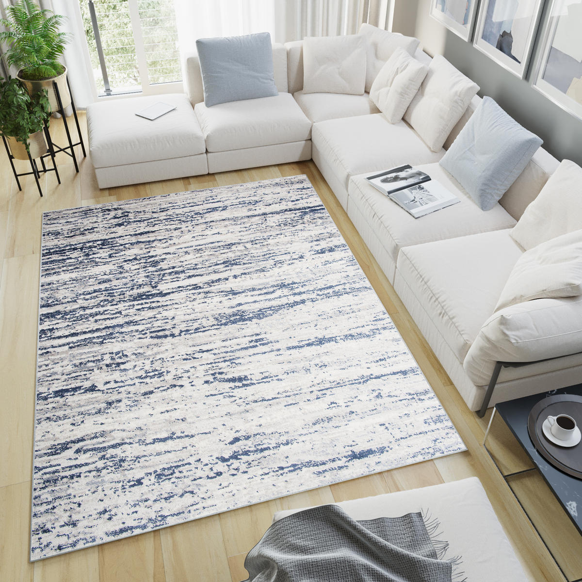 TEPPICH SKY Blau Grau 120/170 cm - Blau/Grau, Textil (120/170cm) - Tapiso