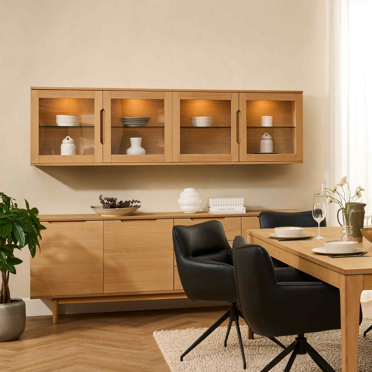 HÄNGEVITRINE mit LED Beleuchtung Wildeiche - Honigeiche/Eichefarben, Holzwerkstoff (213/60/37cm) - Furnhouse