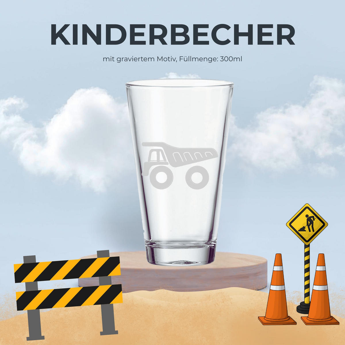 KINDERBECHER Kipper transparent 300 ml - Transparent, Glas (0.3L) - LUXENTU