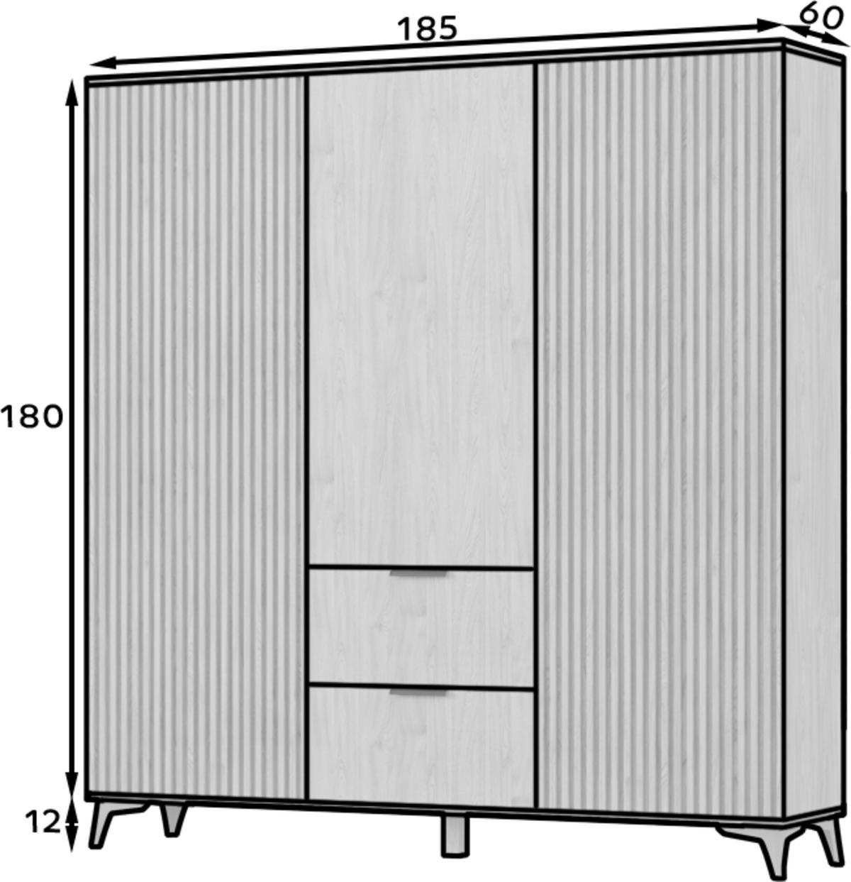 DREHTÜRENSCHRANK - Schrank Entia Artisan - Eiche Artisan, Holzwerkstoff (185/192/60cm) - Möblo