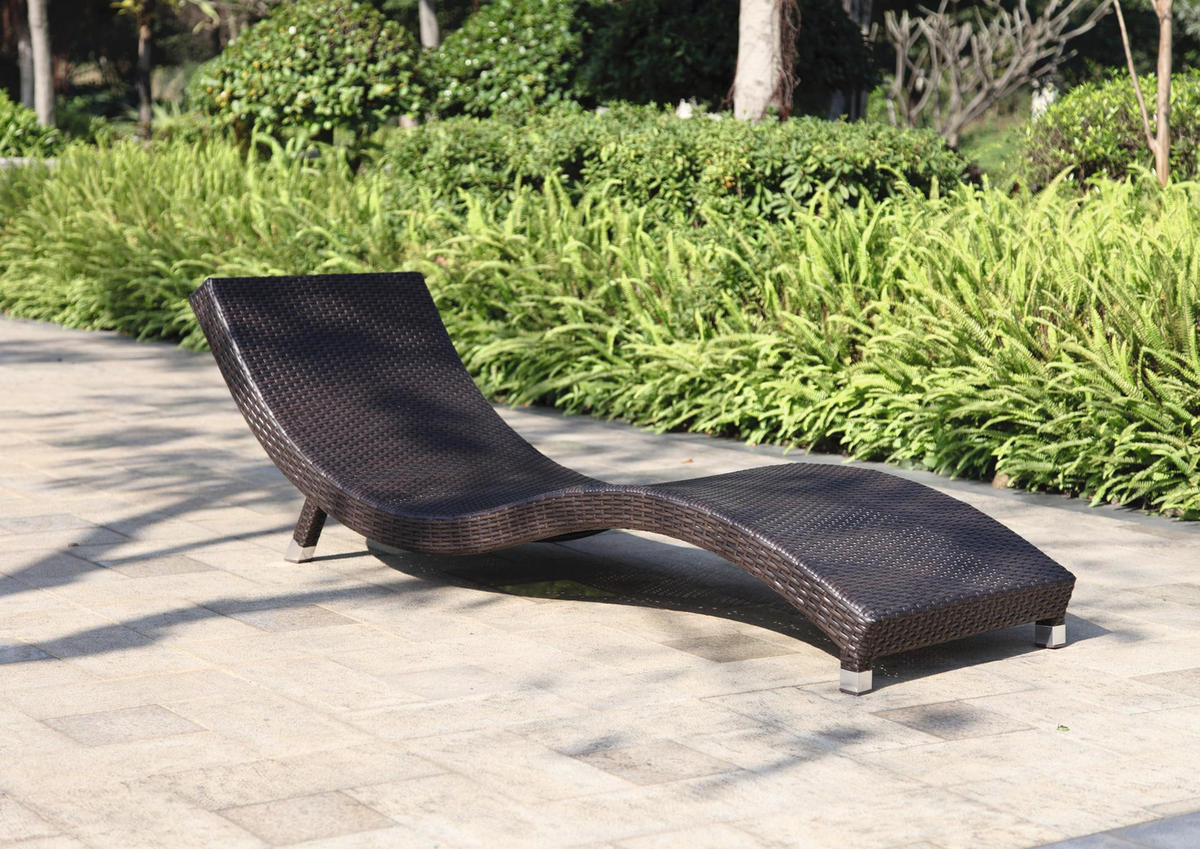 SONNENLIEGE Alice mit Auflage Coffee Kunststoff Gartenliege Wellig - Mokka, Kunststoff (59/62/185cm) - DELUKE