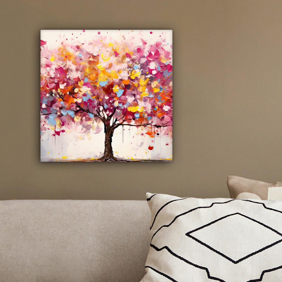 LEINWANDBILD Aquarell - Baum - Kunst - Abstrakt 20x20 cm - Multicolor, Textil (20/20cm) - MuchoWow