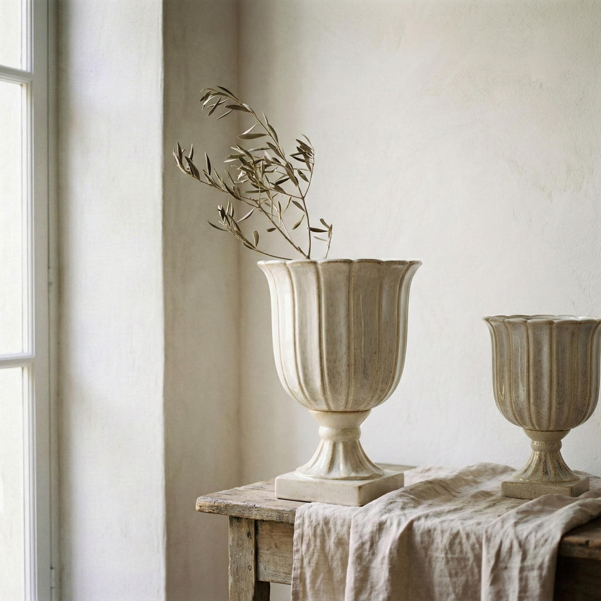 VASE Evam beige 24/24/34 Keramik - Beige, Keramik (34cm) - Mondex