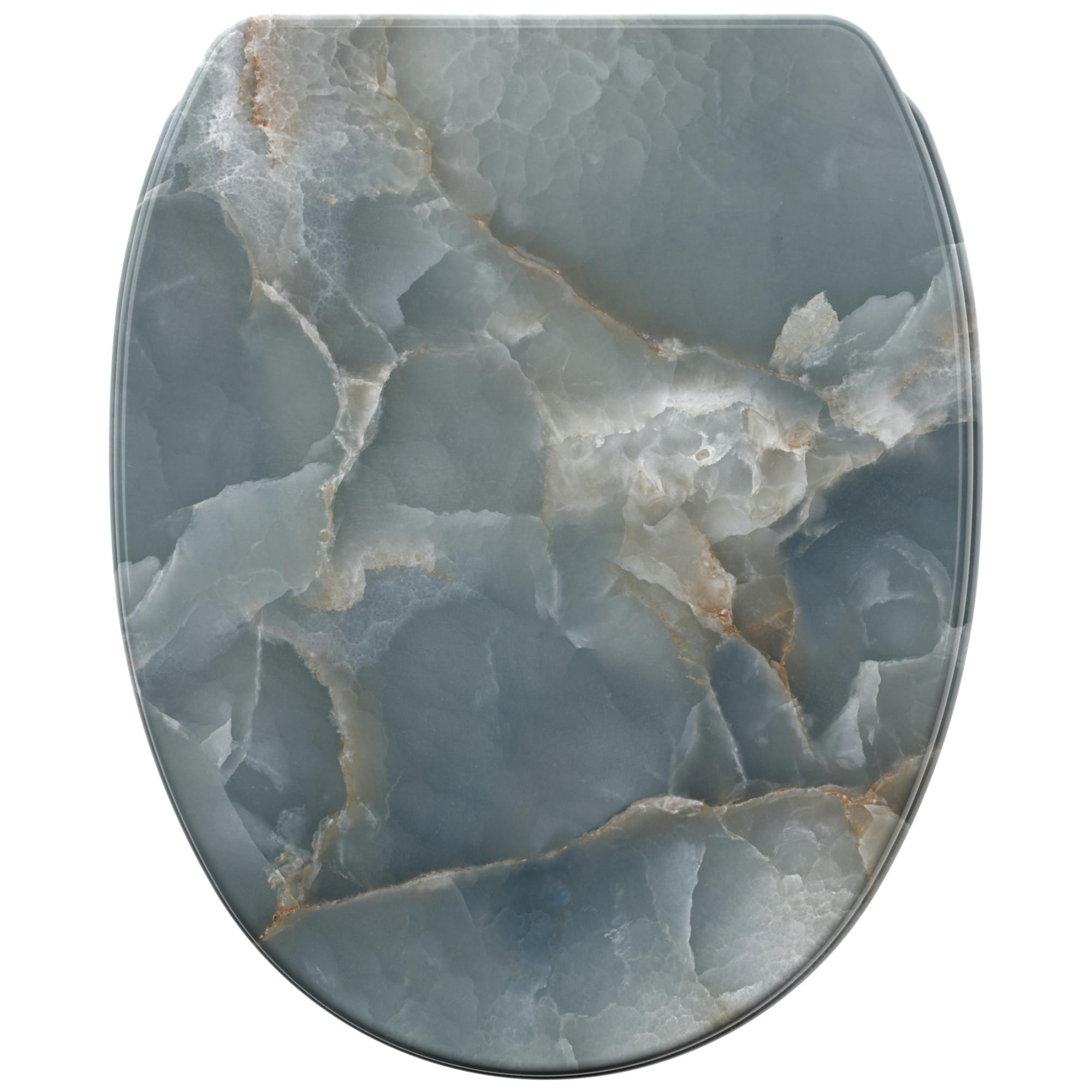 WC-SITZ mit Absenkautomatik & Top Fix Marmor Italia - Grau, Holzwerkstoff (37.7/5.5/48cm) - Sanilo