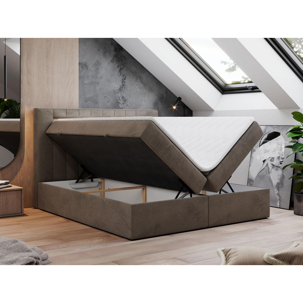 Thumbnail - MKS Boxbett, Braun, Textil, 2-Sitzer, H4, Rechteckig, 200x200 cm, Schlafzimmer, Betten, Boxspringbetten