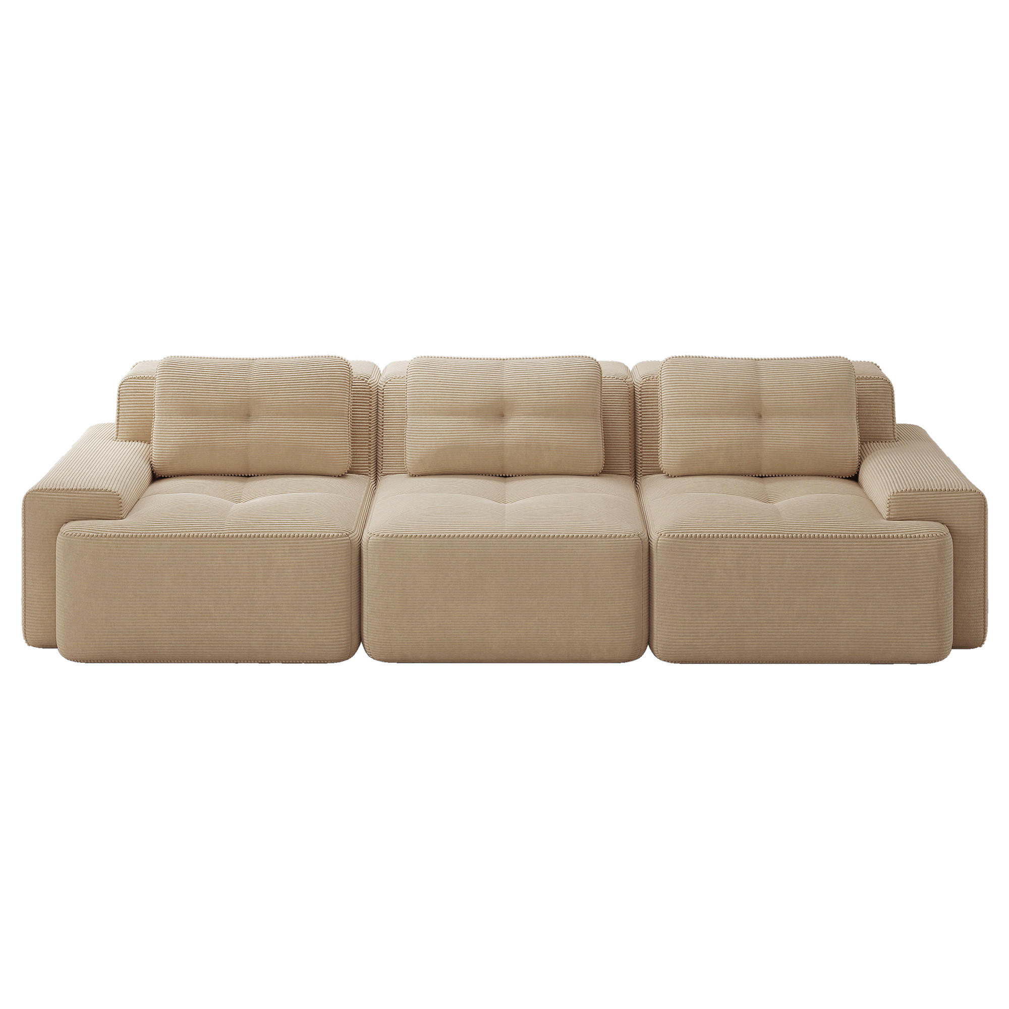 3-SITZER SOFA cord montagefrei & extratiefer sitz - Beige, Textil (293/69/104cm) - Urban Meuble