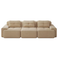 3-SITZER SOFA cord montagefrei & extratiefer sitz - Beige, Textil (293/69/104cm) - Urban Meuble