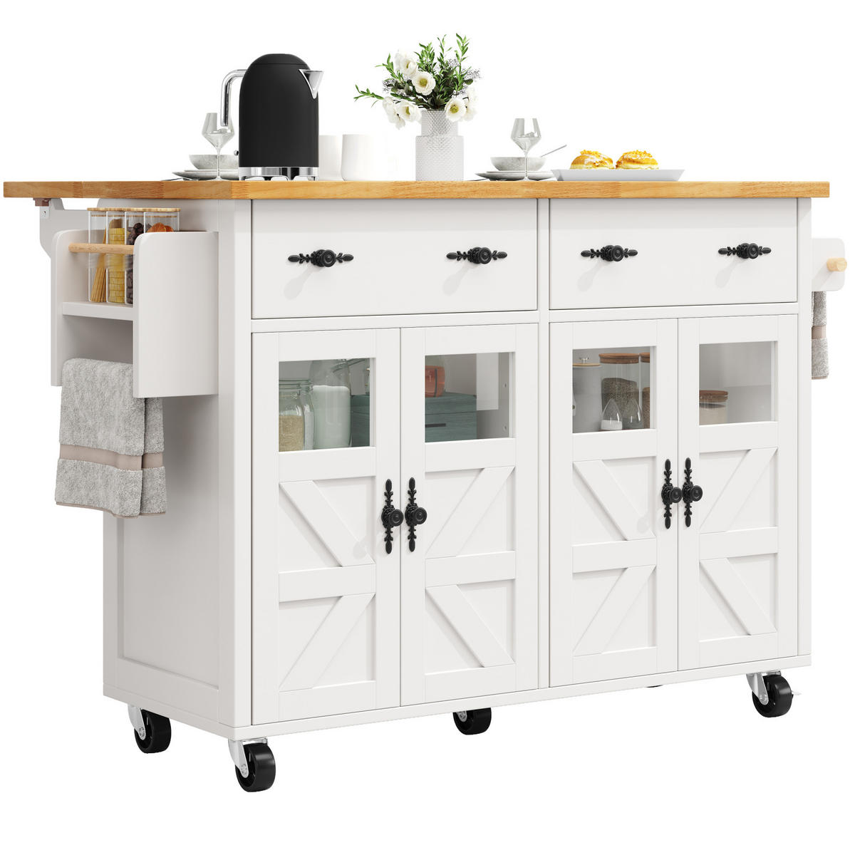 SERVIERWAGEN mit Stauraum 140 x 73 x 93,5 cm Weiß - Weiß, Holz (73/93.5/140cm) - Beauniv