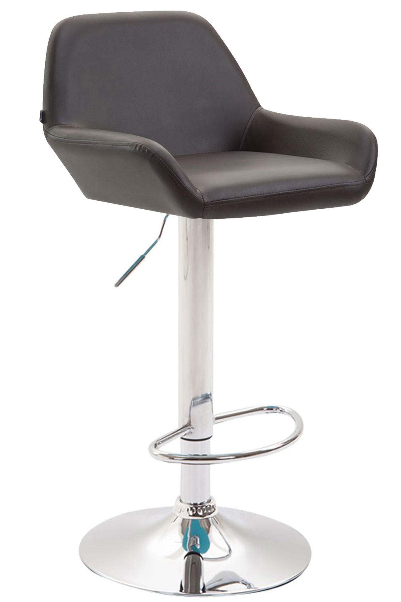 BARHOCKER DUBLIN Braun Kunstleder Chrom - Braun, Leder/Metall (51/89/52cm) - DELUKE