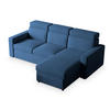 ECKSOFA PADWA Blau Kordstoff mit Schlaffunktion - Blau, Holz (227/168cm) - MASSENO