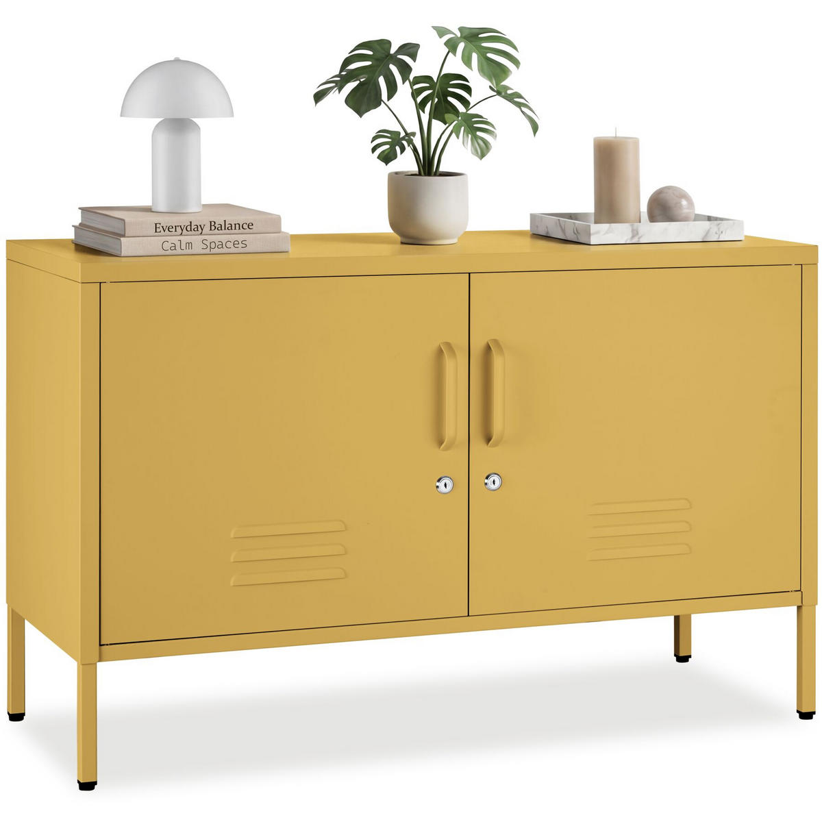 SIDEBOARD Baker, Kippschutz, höhenverstellbare Füße, gelb - Gelb, Metall (100/65/42.5cm) - tectake