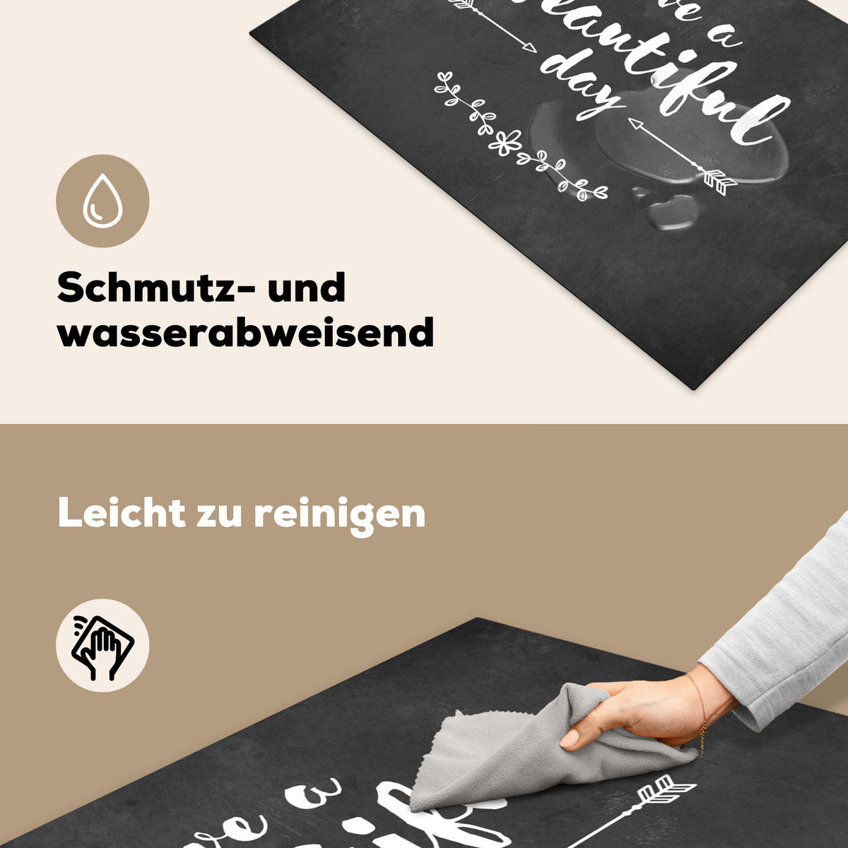 HERDABDECKPLATTE Zitat - Einen schönen Tag - Grau - Weiß Induktionsmatte 77x51 cm - Anthrazit, Kunststoff (77/51/0.2cm) - MuchoWow