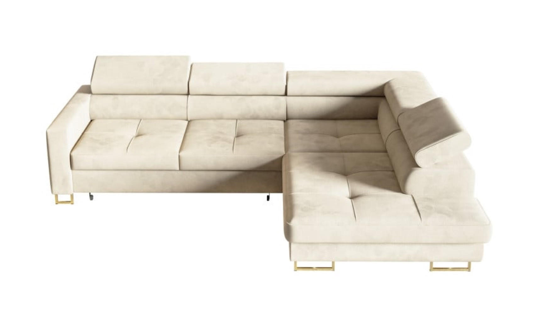 ECKSOFA Gold MERY Mit Verstellbaren Kopfstützen Rechts Ausziehbar - Ecru/Goldfarben, Textil (200/250cm) - Sepro Meble