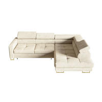 ECKSOFA Gold MERY Mit Verstellbaren Kopfstützen Rechts Ausziehbar - Ecru/Goldfarben, Textil (200/250cm) - Sepro Meble