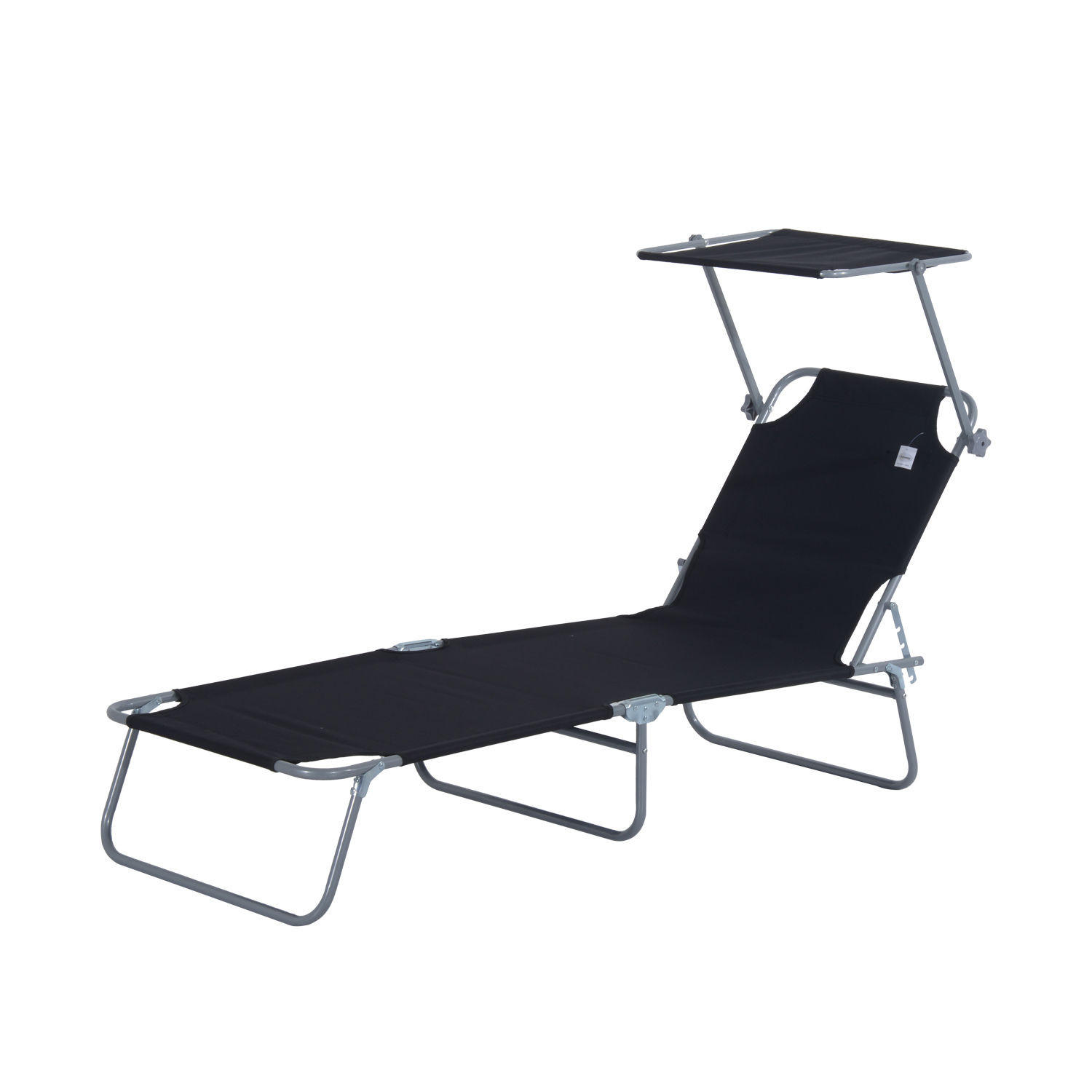 SONNENLIEGE mit Sonnenschutz, Schwarz - Schwarz, Textil/Metall (58/27/187cm) - Outsunny