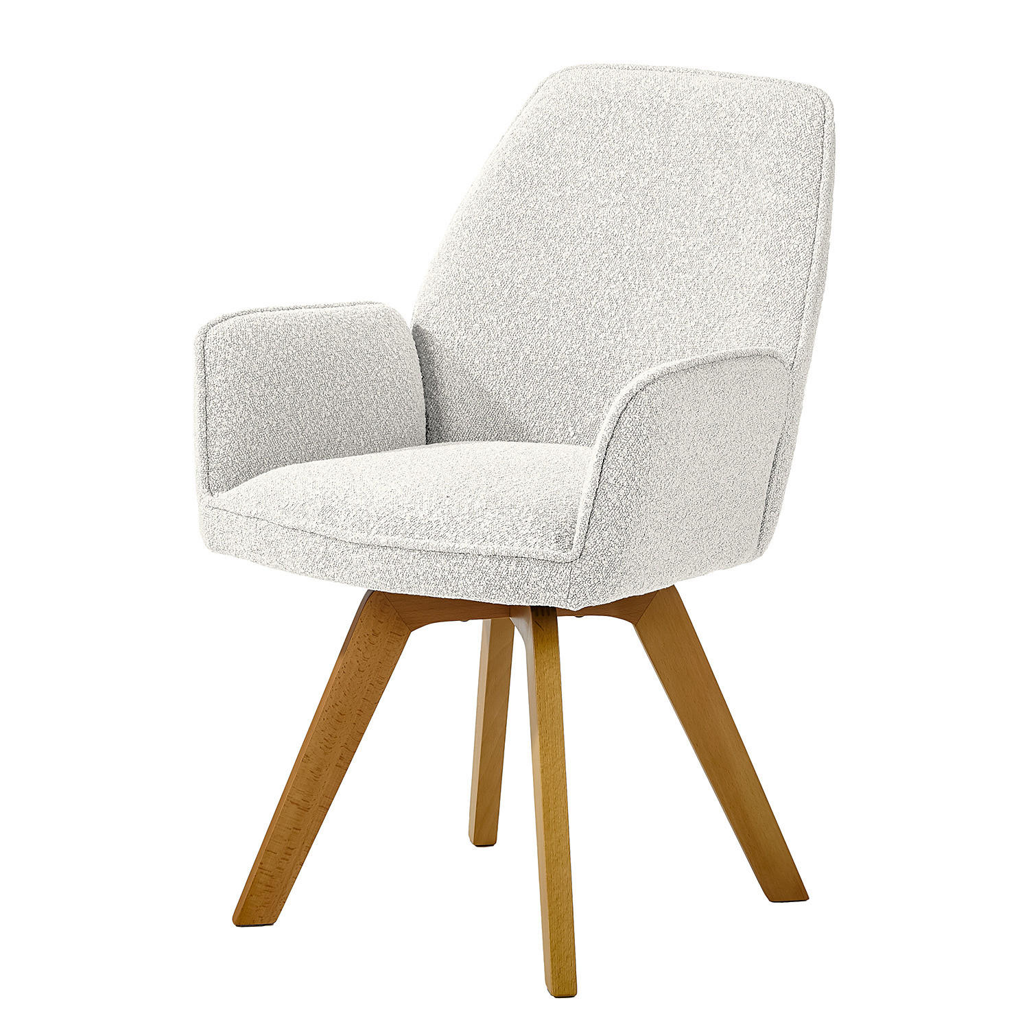 DREHBARER ARMLEHNENSTUHL - Buchefarben/Weiß, Holz/Textil (62/89/62cm) - home24