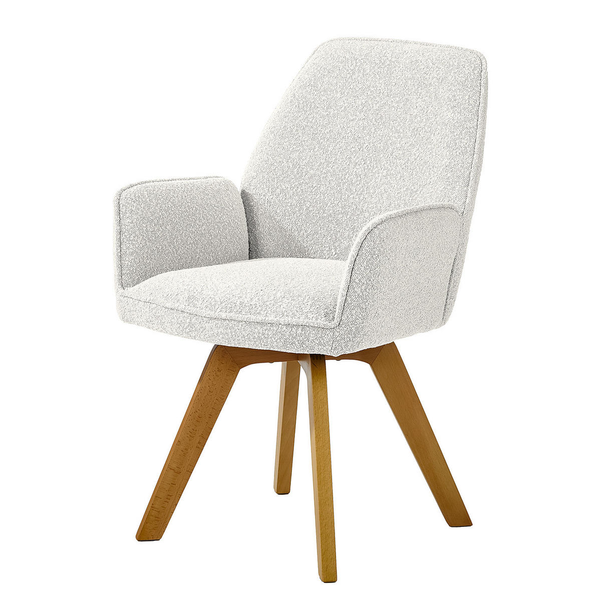 DREHBARER ARMLEHNENSTUHL - Buchefarben/Weiß, Holz/Textil (62/89/62cm) - home24