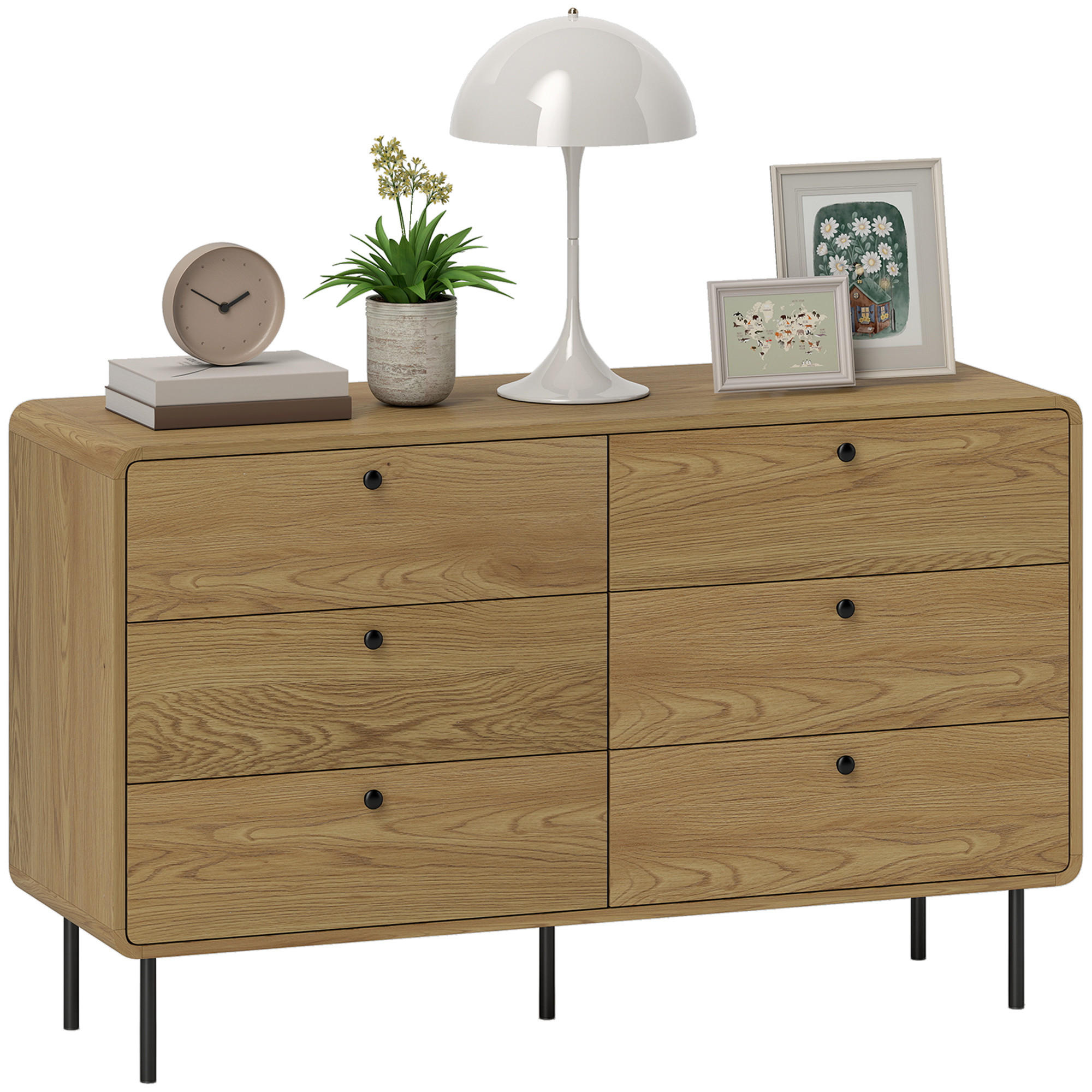 KOMMODE Eichenfarben und Schwarz 120/40/75 cm - Eichefarben, Holzwerkstoff (120/75/40cm) - PANGIVO