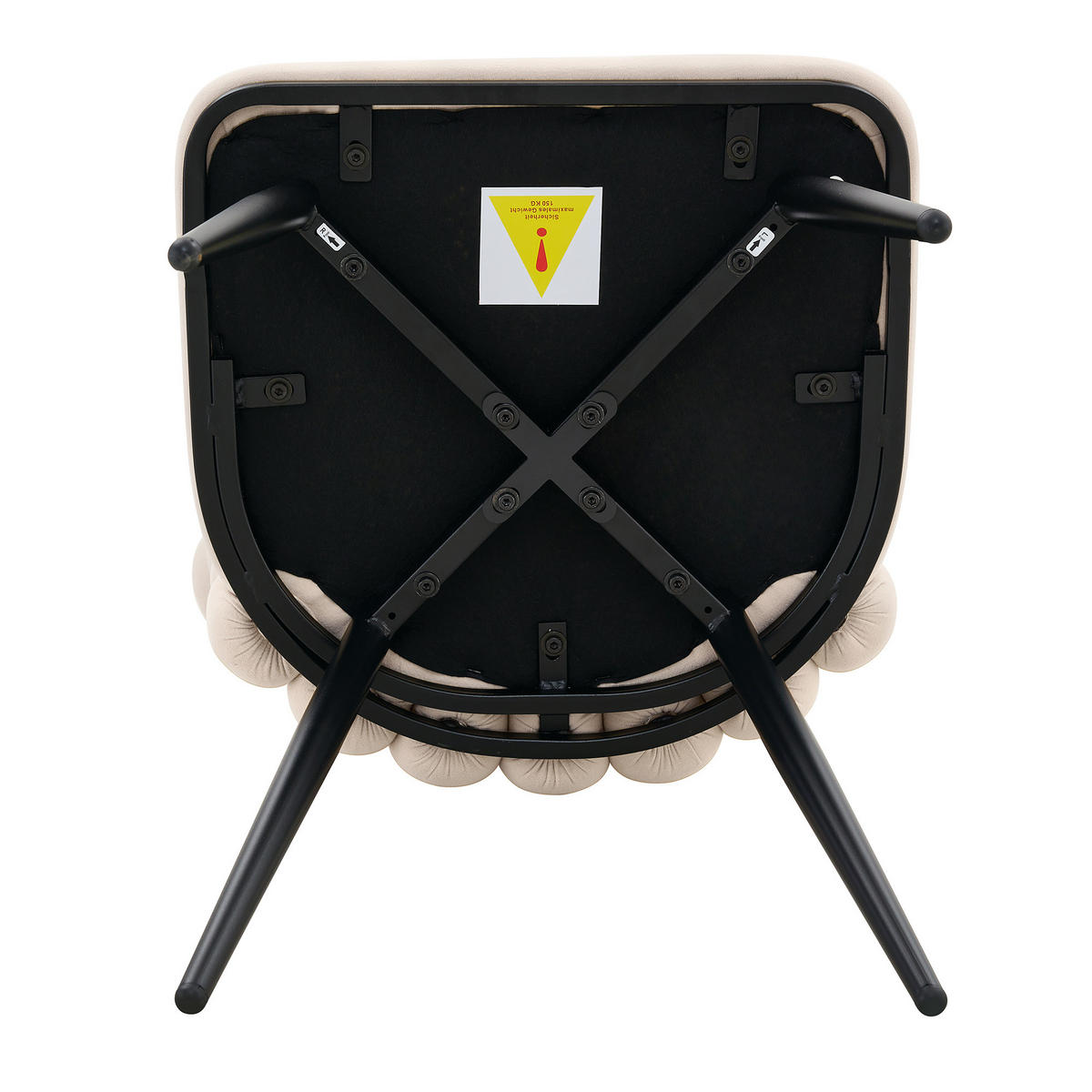 STUHL-SET DE-36754 2 Stück mit Kugelketten-Rückenlehne und Samtbezug Creme - Creme, Metall (48/88/54cm) - ComfortXL