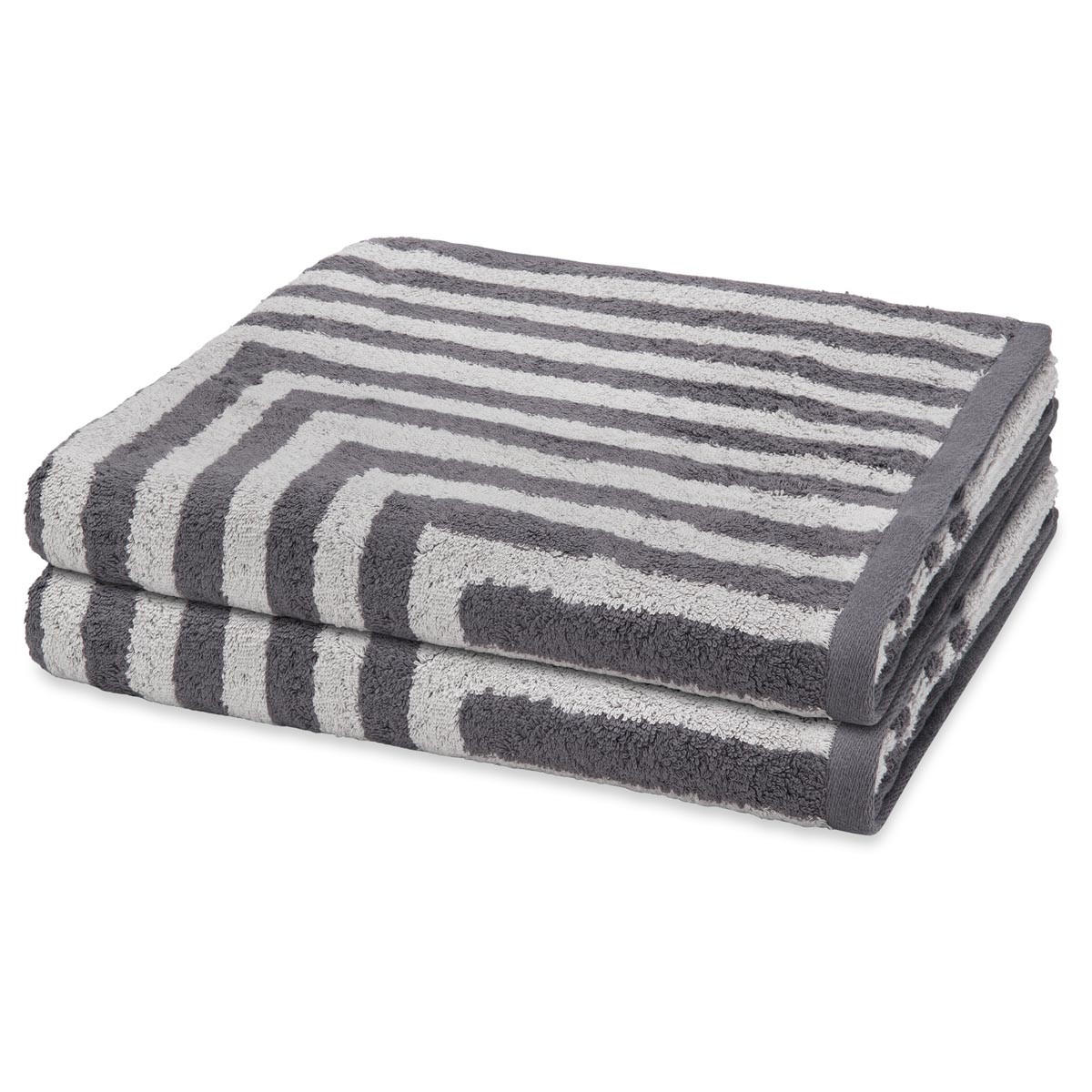 DUSCHTUCH Grafik 2er-Set - Dunkelgrau, Textil (70/140cm) - Ross