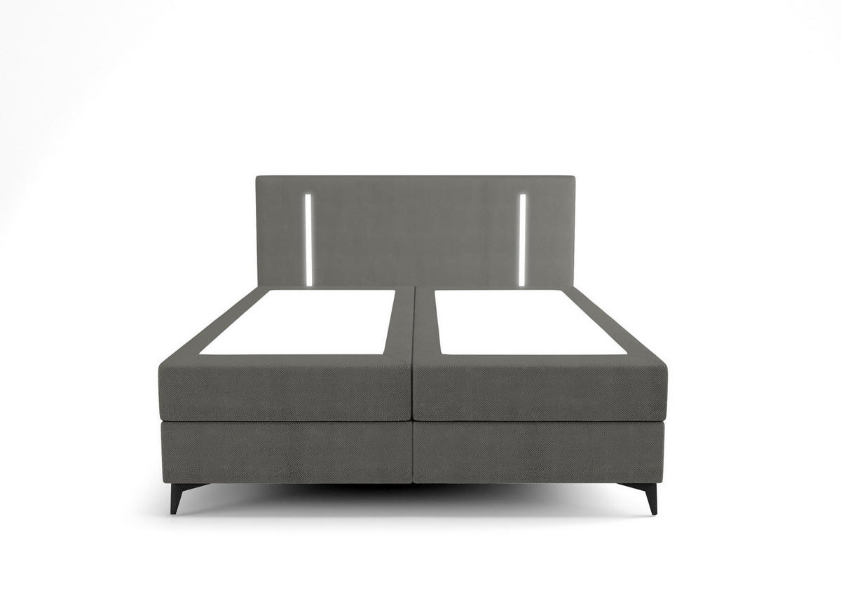 BOXBETT mit Matratze H3 und Topper ONO 180x200 CURIO 93 - Grau, Textil (180/200cm) - Bedante
