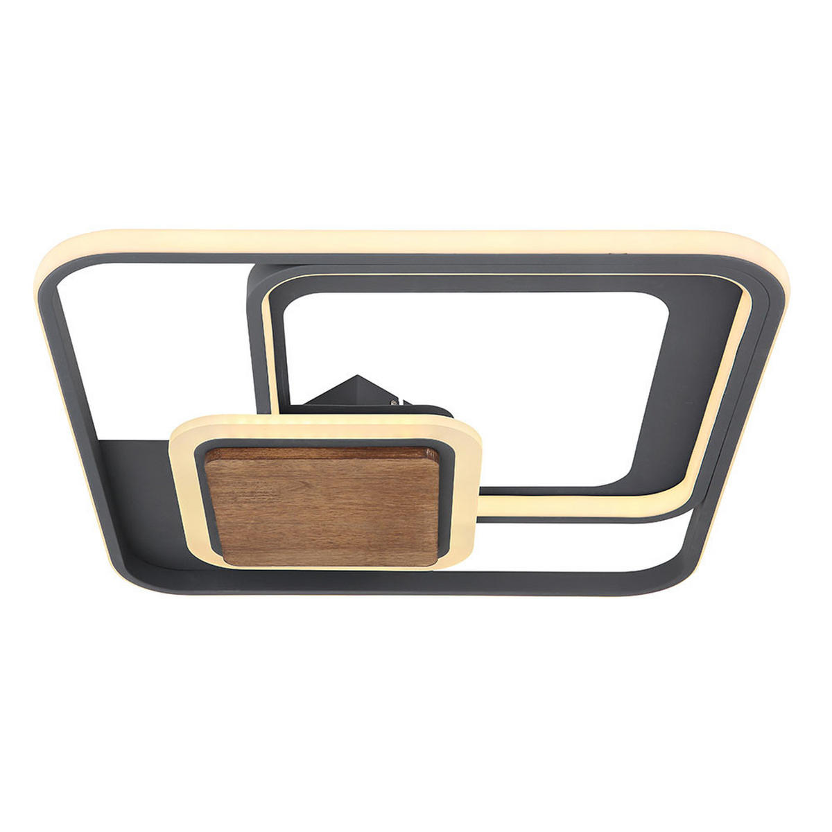 LED DECKENLEUCHTE Holz Dunkelbraun Grau - Grau, Holz (50/50/8cm) - Globo Lighting